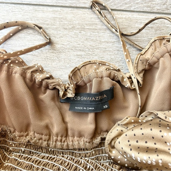 Bcbgmaxazria Pure Silk Ruffles Polka Dots SPAGHETTI Straps Dress - Picture 10 of 13
